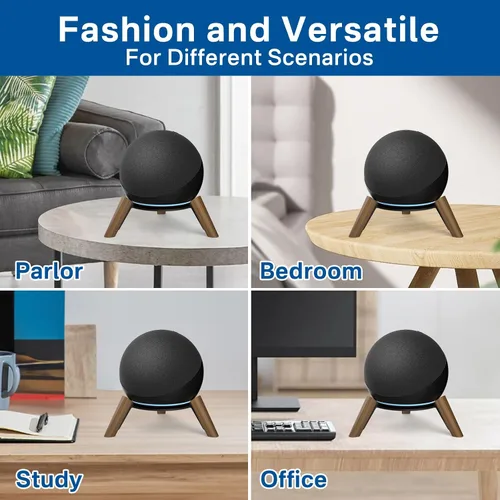 Vista 7 de Soporte de escritorio de madera para Echo Dot de 4ª y 5ª generación y soporte para Echo Dot Max para un mejor sonido, soporte de altavoz de trípode