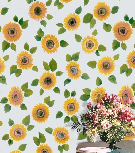 Vista 8 de 8083 - Papel tapiz de hojas florales para despegar y pegar, 17.7 pulgadas x 9.8 pies, mosaico, enrejado, margarita, flores, papel de contacto