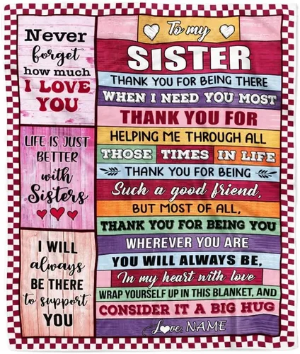 Vista 6 de Manta personalizada con texto en inglés «To My Sister from Sister Wood» No Matter Where Life Takes Us Soul Sister cumpleaños, Navidad, graduación