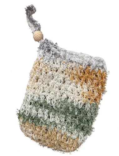 Vista 5 de Bolsa ahorradora de jabón – Bolsa de algodón exfoliante de ganchillo a mano – Bolsa de jabón exfoliante para hacer espuma y secar las barras