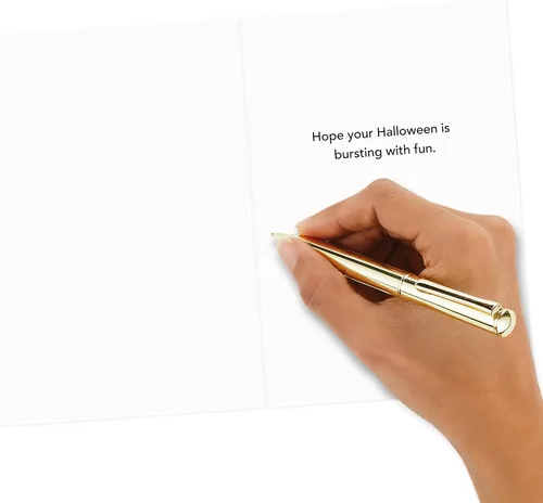 Vista 4 de Hallmark Divertidas tarjetas de Halloween (6 tarjetas con sobres) Calabaza vomitando