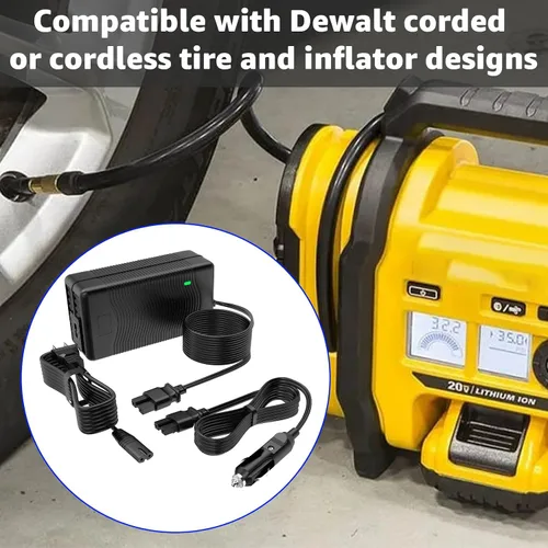 Vista 7 de Cargador N557514 y cable inflador N506585 para inflador de neumáticos inalámbrico DeWalt 20V MAX, repuesto para fuente de alimentación de compresor
