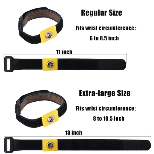 Vista 4 de Correa de muñeca antiestática, pulsera de conexión a tierra antiestática de 11 pulgadas con clip de cocodrilo y cable largo extensible, se adapta a