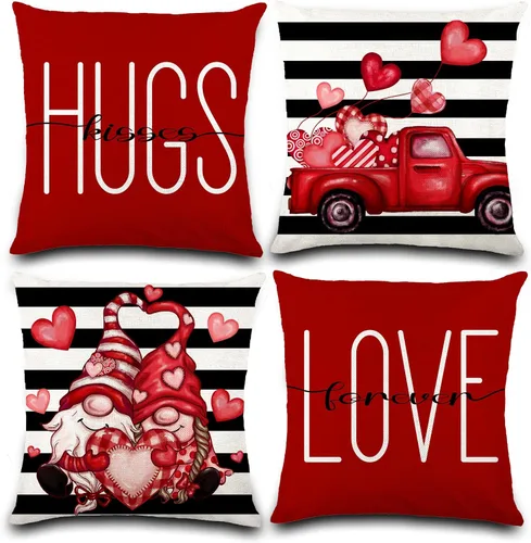 Vista 16 de DIYDEC - 4 fundas de almohada de Navidad de 18 x 18 pulgadas, fundas de almohada de invierno con diseño de árbol de Navidad, sombrero de árbol