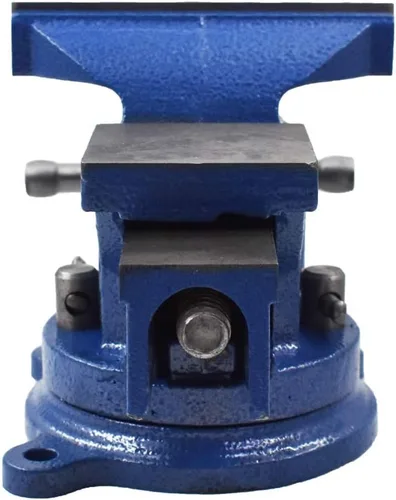 Vista 5 de Tornillo de banco resistente de 4 pulgadas, base giratoria de 360 grados y cabeza con yunque para el hogar, abrazadera para manualidades, pintura