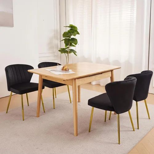 Vista 2 de ANOUR Juego de 2 sillas de comedor, modernas sillas de cocina de terciopelo, sillas laterales tapizadas con patas de metal dorado para comedor, sala