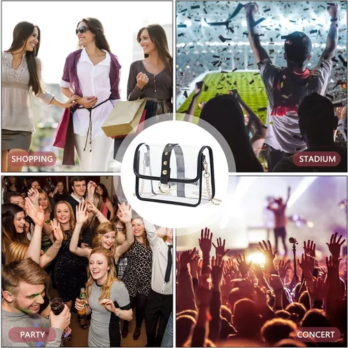 Vista 7 de Bolsa transparente aprobada para estadios, bolso transparente para mujer, bolsa cruzada para eventos deportivos, conciertos