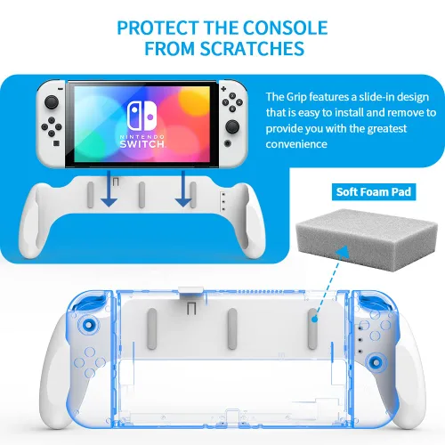 Vista 6 de JDDWIN Switch Switch OLED Dockable Hand Grip,comfort handheld for SwitchSwitch OLED with Specially Ergonomic Design(white)