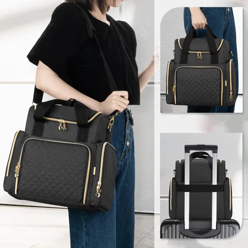 Vista 6 de LUXJA Bolsa de maquillaje Bolsa de cosméticos Bolsas extraíbles, Negro Large Cosmetic Bag with Multiple Storage Sections, 3 Detachable Dividers