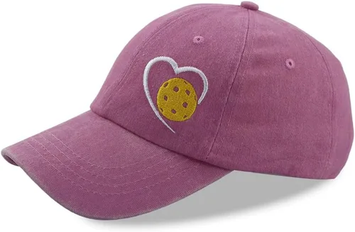 Vista 4 de Regalos de pickleball de corazón para mujeres y hombres, gorra de béisbol de algodón bordada responsablemente ajustable