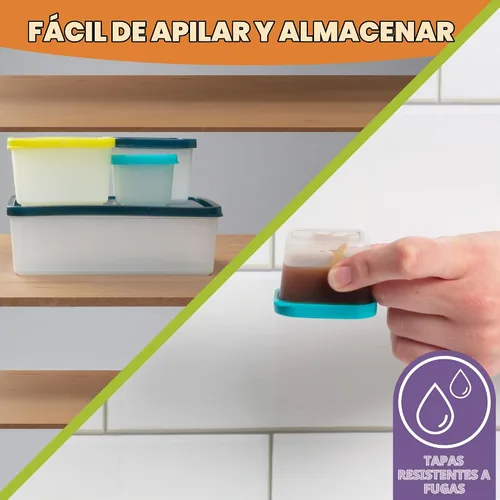 Vista 5 de Contenedores de almuerzo de control de porciones, contenedores reutilizables de preparación de comida, sin BPA, juego de 4 (turquesa)