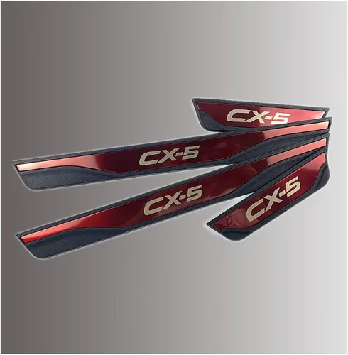 Vista 7 de para Mazda CX-5 CX5 2013-2025 4 piezas de acero inoxidable defensa del umbral de la puerta antiarañazos protector de parachoques puerta cubierta Rojo