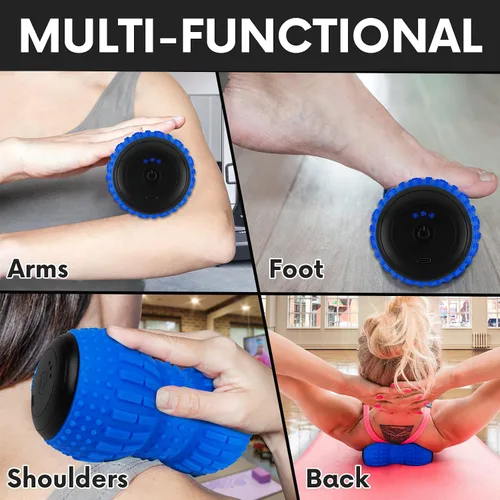Vista 3 de ZeenKind Pelota de Masaje Vibradora en Forma de Maní para Fascitis Plantar, Alivio del Dolor Muscular con 4 Velocidades, Terapia de Tejido Profundo