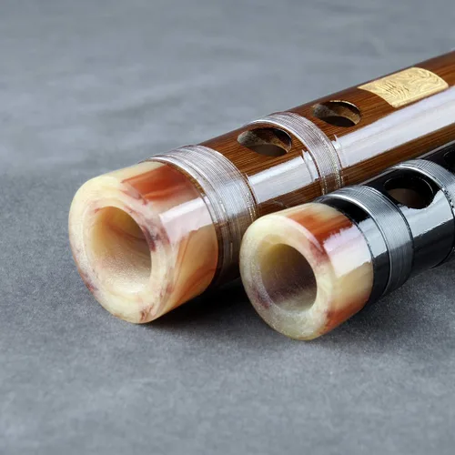 Vista 7 de Flauta vertical de clarinete de bambú con línea transparente, instrumento musical hecho a mano chino (tecla -C negra)