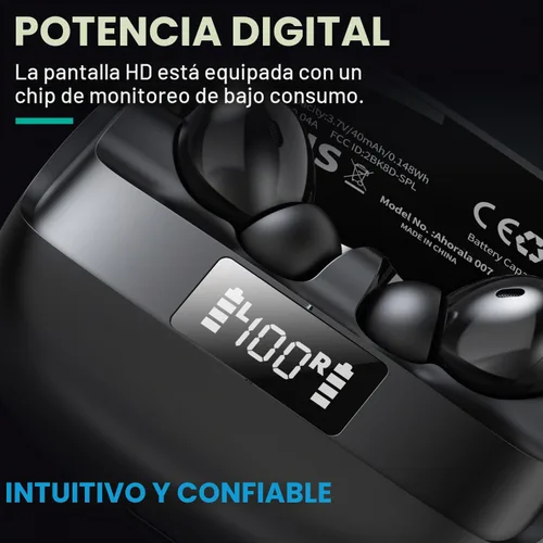Vista 5 de Auriculares inalámbricos con cancelación de ruido, auriculares A-Negro