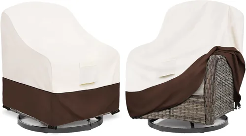 Vista 21 de Bitubi Funda otomana impermeable para patio, funda cuadrada resistente para muebles de mesa auxiliar para exteriores, tamaño 22 pulgadas de largo x