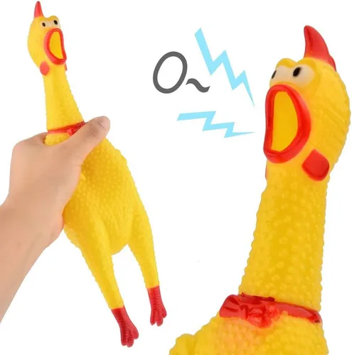 Vista 3 de Liberty Imports Paquete de 3: juguete de pollo de goma, 14 pulgadas gritando chillón práctico broma broma ruidoso, regalos de broma novedosos
