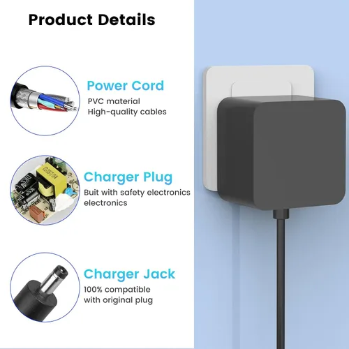 Vista 3 de Adaptador de corriente Alexa de 15 W de repuesto para Echo Dot de 3ª generación, Echo Dot 4ª generación, Echo Dot 5ª generación, Echo Dot Kids