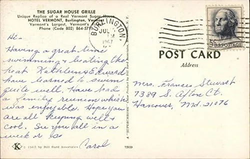 Vista 2 de Hotel Vermont - The Sugar House Grille Burlington VT Original Vintage Postcard