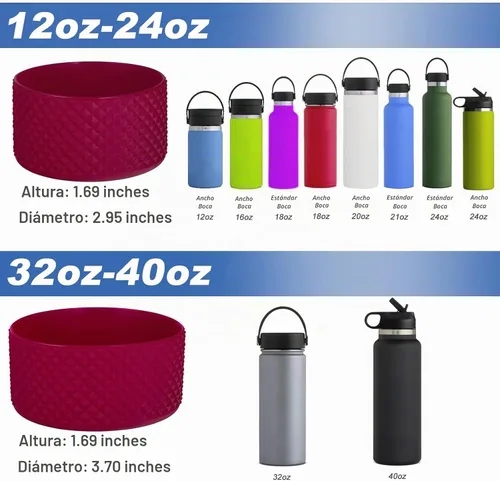 Vista 4 de FLORAPELL Botas para botella de agua Hydro Flask de 32 y 40 onzas, bota para botellas de agua deportivas Hydroflask, funda inferior de silicona