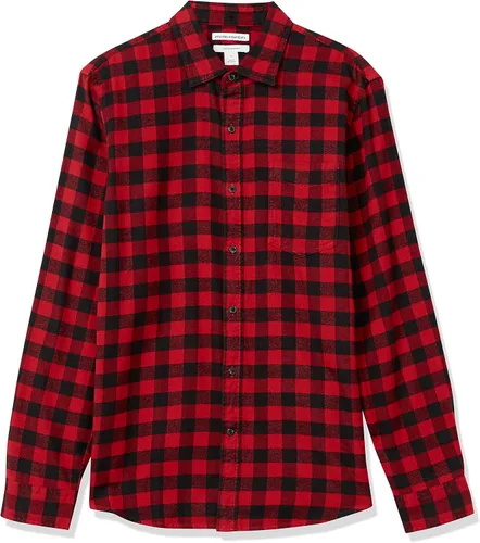 Vista 27 de Amazon Essentials Camisas de franela de manga larga para hombre, corte ajustado, a cuadros con botones