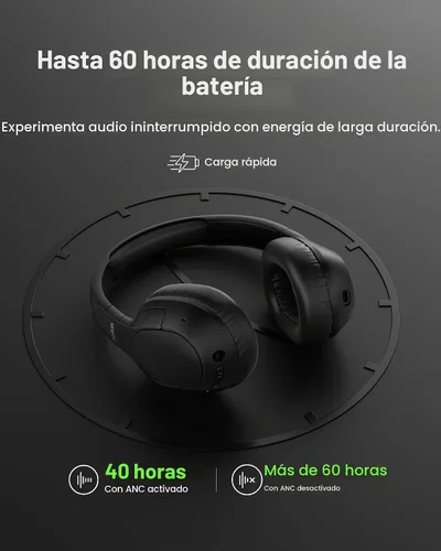 Vista 5 de Belkin SoundForm Isolate Bluetooth sobre la oreja - Auriculares híbridos con cancelación de ruido activa - Inalámbricos con 60 horas