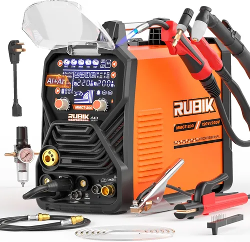 Vista 9 de Soldador MIG RUBIK, soldador de núcleo de flujo de 200 amperios 5 en 1, soldador MIG a gas/sin gas con núcleo de flujo MIG/Stick/Lift TIG/soldadura