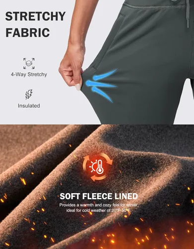 Vista 51 de G Gradual Pantalones deportivos con forro polar para mujer, de cintura alta, resistentes al agua, térmicos, para invierno, correr, senderismo