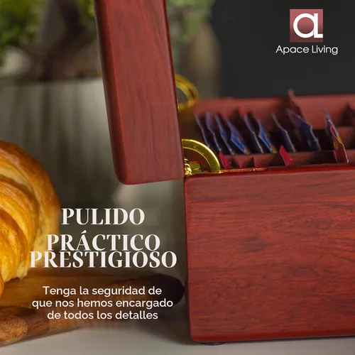Vista 2 de Caja de té - Organizador de bolsas de té de madera de lujo de The Apace