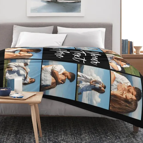 Vista 3 de Manta personalizada con foto, manta personalizada con imagen, regalos personalizados para pareja, mamá, papá, novia, novio, amigo, cumpleaños