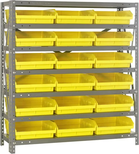 Vista 589 de Quantum QSBU-245BK Heavy Duty Shelving Unit with (7) Shelves and (24) QUS245 Black Bins for Garage Warehouse Storage Distribution 400 lb Load
