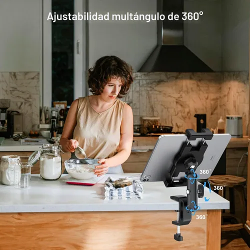 Vista 7 de Soporte para iPad debajo del gabinete, soporte para tableta de cocina