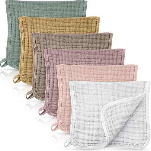 Vista 11 de Irenare - Paquete de 6 paños de muselina para eructos, trapos de algodón para bebé, varios colores Colores surtidos