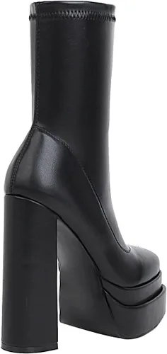 Vista 5 de vivianly Botas de plataforma a media pantorrilla para mujer, con punta cuadrada, tacón grueso, botines con cremallera lateral Chelsea