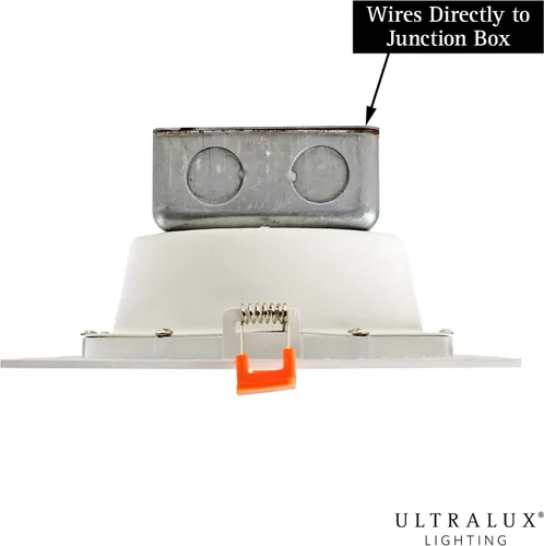 Vista 6 de UltraLux Foco empotrable LED de cable directo de 7 pulgadas con caja de 3000K, 750 lúmenes, CRI más de 80, TRIAC regulable, conectores WAGO
