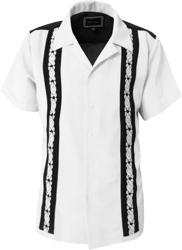 Vista 22 de Guytalk Camisa de manga corta de dos tonos de Guayabera cubana para hombre