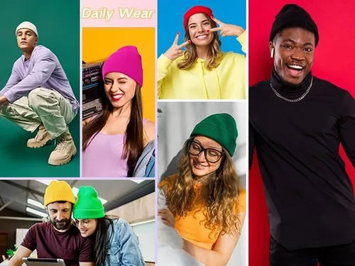 Vista 7 de American Trends Gorro para hombre y mujer, gorro de punto suave y lindo con diseño de calavera