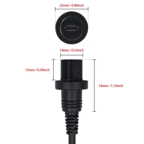 Vista 5 de Duttek Cable de montaje en panel micro USB, ángulo izquierdo, extensión de montaje micro USB de 90 grados, cable de descarga macho a hembra