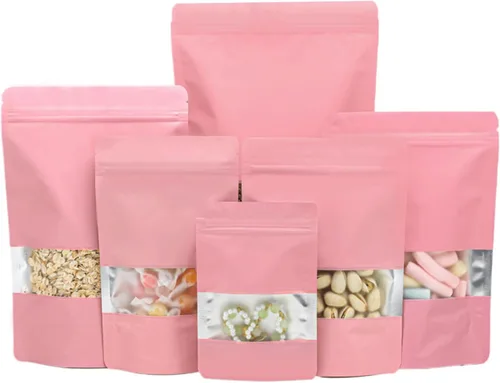 Vista 10 de 100 bolsas a prueba de olores de 4 pulgadas, bolsas resellables con ventana transparente, bolsa de papel de aluminio, bolsas sellables para embalaje