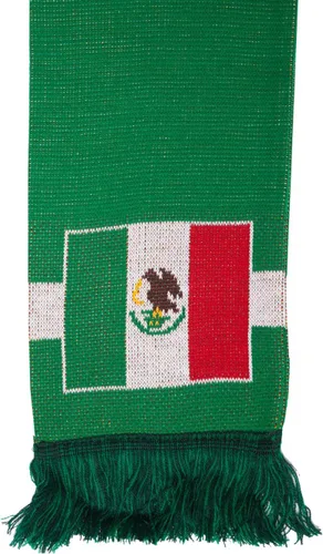 Vista 4 de Mexico Bufanda de punto de fútbol, Blanco, Verde, Rojo, Amarillo
