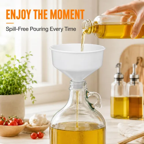 Vista 3 de Cabilock Embudo de cocina grande de boca ancha de plástico para llenado de bebidas de aceite de cerveza, herramienta de vertido sin derrames, 9.45