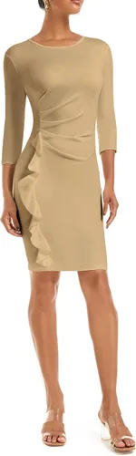 Vista 6 de vunahzma Vestidos de iglesia para mujer, manga 34, entallado, con volantes, vintage, vestido de tubo para el trabajo