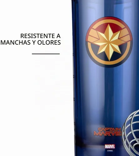 Vista 6 de BlenderBottle - Botella agitadora Pro Series Marvel perfecta para batidos de proteínas y preentrenamiento, 28 onzas, Capitán Marvel