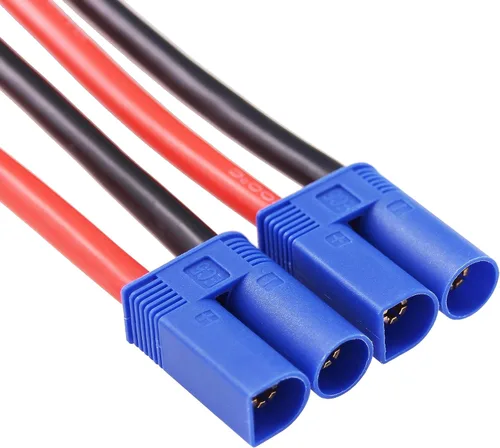 Vista 3 de Cable adaptador de conector EC5 macho a EC5 hembra con cable de extensión RC de 10 awg de 12 pulgadas/11.8 in para cargador de batería de avión RC