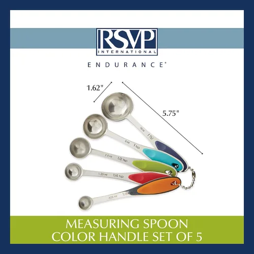 Vista 7 de RSVP International Endurance Kitchen Collection - Herramientas de medición, aptas para lavavajillas, asas de colores, 5 piezas, acero inoxidable
