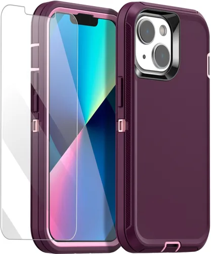 Vista 14 de AICase para iPhone 13/iPhone 14 con funda con clip para cinturón, protector de pantalla, funda protectora resistente de grado militar, protección