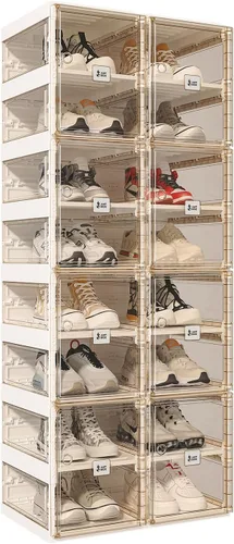 Vista 8 de ANTBOX Zapatero plegable, organizador de zapatos para armario, caja de almacenamiento de zapatos de plástico que ahorra espacio para la entrada