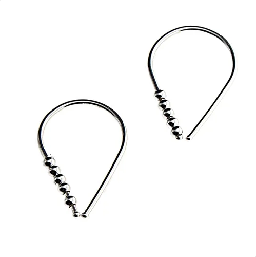 Vista 26 de 13mm de plata de ley 20 GA Aretes de aro invertidos colgantes de lágrima hipoalergénicos ligeros con hilo para mujer