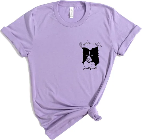 Vista 4 de Border Collie Mama T-Shirt Women Border Collie Dog Mom Owner Gift T-Shirt New Puppy Adoption Graphic Tees Top White
