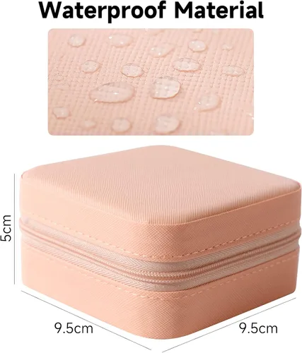 Vista 7 de Fellibay Joyero para niñas, estuche de viaje pequeño de piel sintética con cremallera, organizador portátil, caja de regalo para anillos, aretes